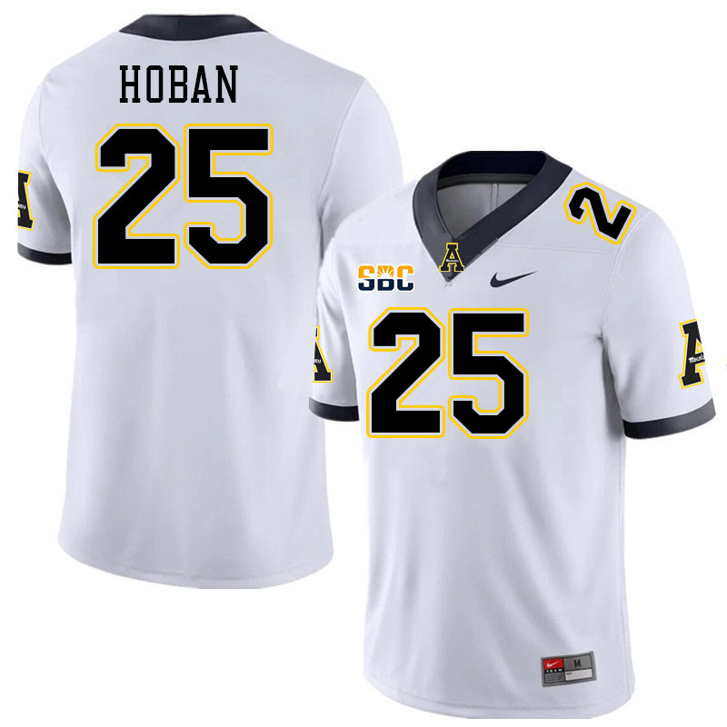 Men #25 Blake Hoban Appalachian State Mountaineers College Football Jerseys Stitched-White